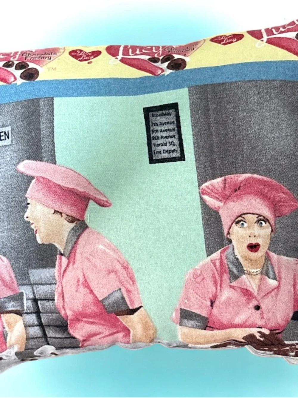 Pink Retro Diner Illustration Accent Pillow handmade i love lucy pillow 10x10